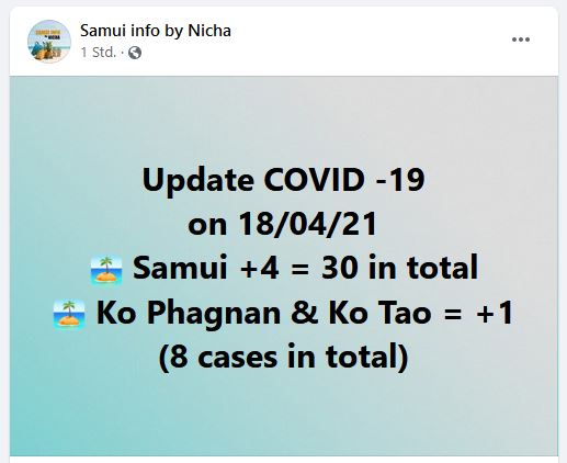 Koh Phangan COVID-19 cases 18th April 2021
